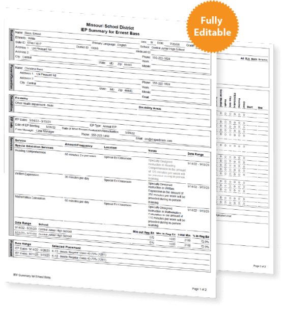 IEP at a glance + FREE TEMPLATE SpedTrack